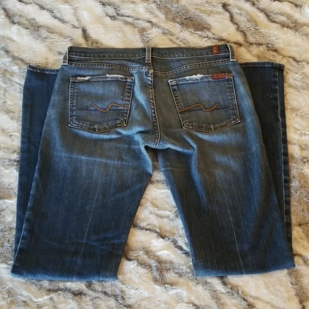 7FAM // perfect blue fade bootcut stretch denim jeans